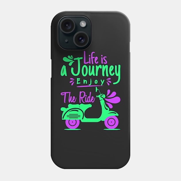 Life is a Journey: Enjoy the Ride - Colorful Minimalist Scooter Design Phone Case by AbundanceSeed