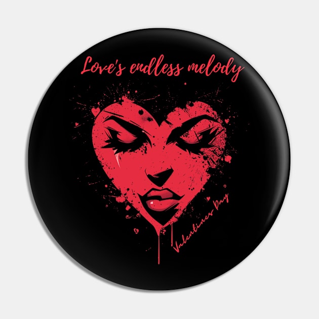 Love's endless melody. A Valentines Day Celebration Quote With Heart-Shaped Woman Pin by DivShot 