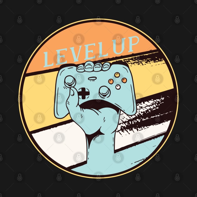 Gamer Level Up Gaming Nerd Vintage Retro Style Design by Delicious Design