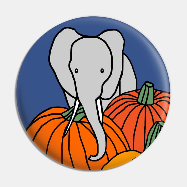 Elephant and Halloween Pumpkins Pin by ellenhenryart