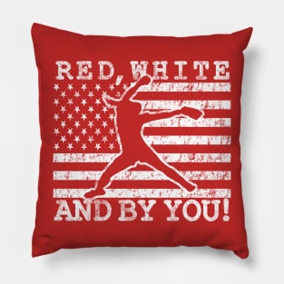 Red White and By You Fastpitch Softball Pitcher Gifts Pillow