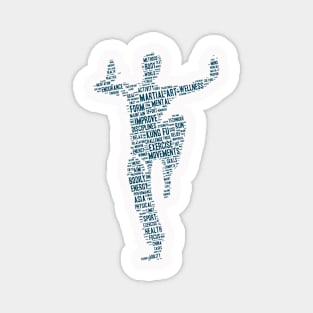 Kung Fu Martial Art Silhouette Shape Text Word Cloud Magnet