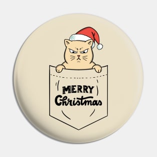 Cat merry christmas pocket Pin