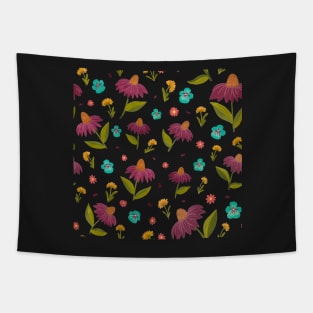 Hand Painted Gouache Floral Pattern Tapestry