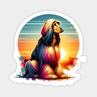 Watercolor Afghan Hound Sunset Magnet