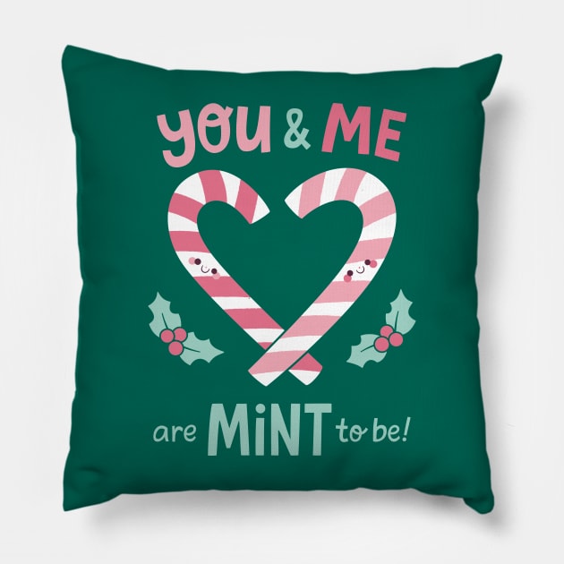 Mint To Be Christmas Candy Canes Pillow by KristyKate