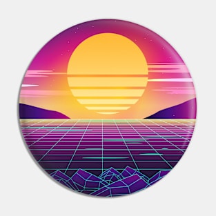 80s Sunset at the Beach Retrowave Pin