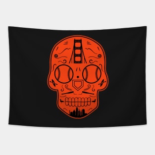 San Francisco Baseball Sugar Skull Tapestry