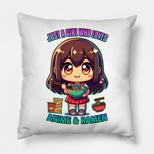 Just a girl who loves Anime & Ramen 02 Pillow by KawaiiDread