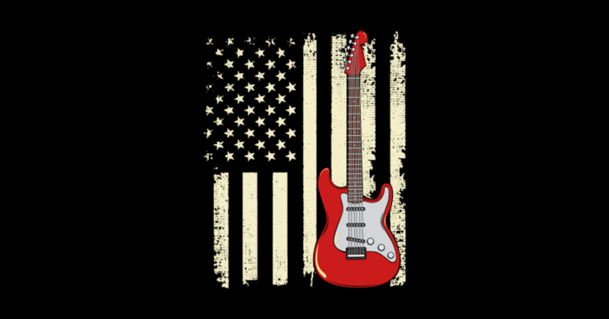 Vintage American Flag Guitarist Guitar Player - Guitar Player - T-Shirt ...