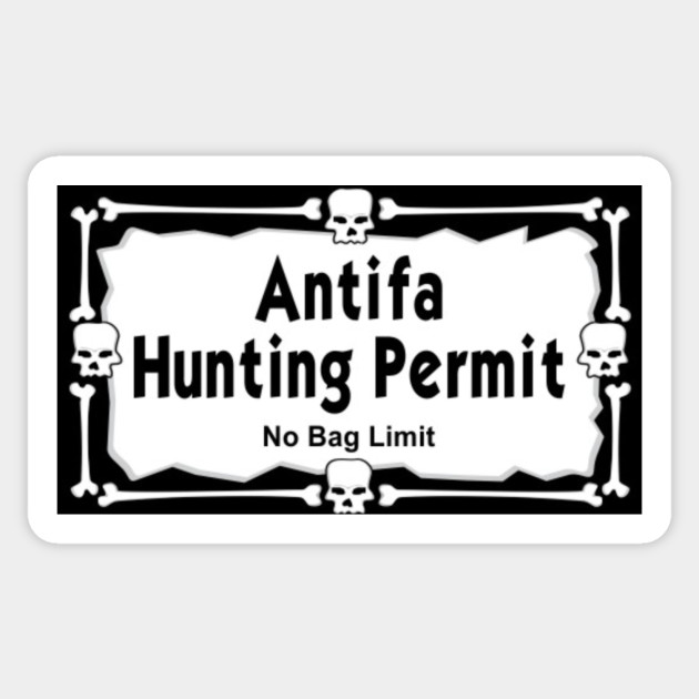 Antifa Hunting Permit 2nd Amendment Sticker Teepublic