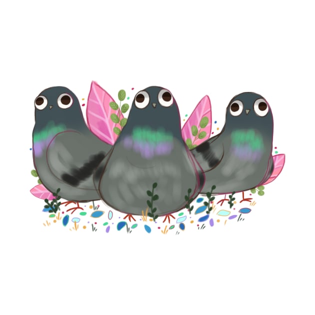 Funny Pigeons illustration by Mayarart