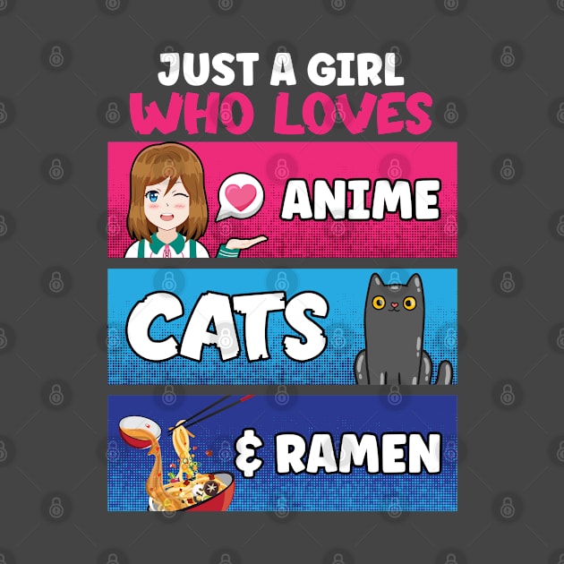 Just A Girl Who Loves Anime Cats Ramen Lover Kawaii Otaku by Blink_Imprints10