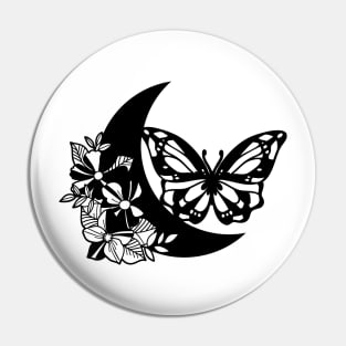 Floral Bouquet Moon with butterfly layer Pin