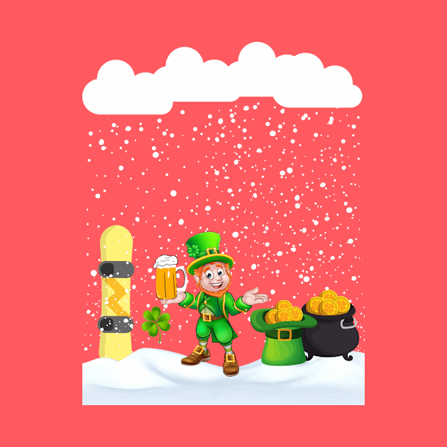 Snowboard on St Patricks Day Snowfall Snowflakes shamrock by Artstastic