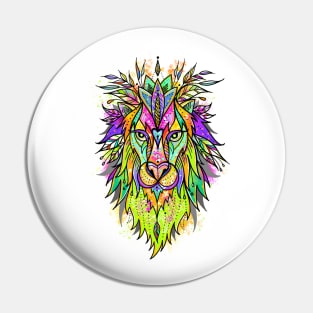 Lion colorful digital art illustration. Pin