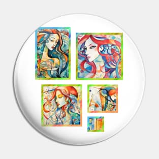 Abstract Mermaid Paintings, female, Beauty, beautiful face Pin