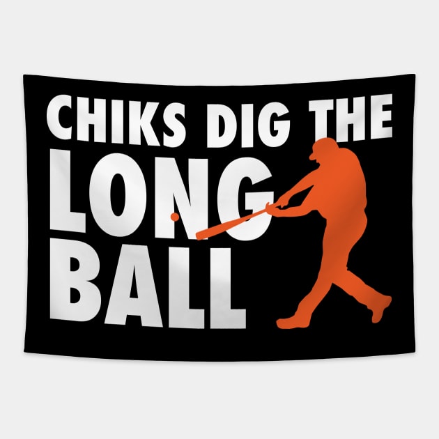 Chicks Dig The Long Ball - Baseball Tapestry by fromherotozero