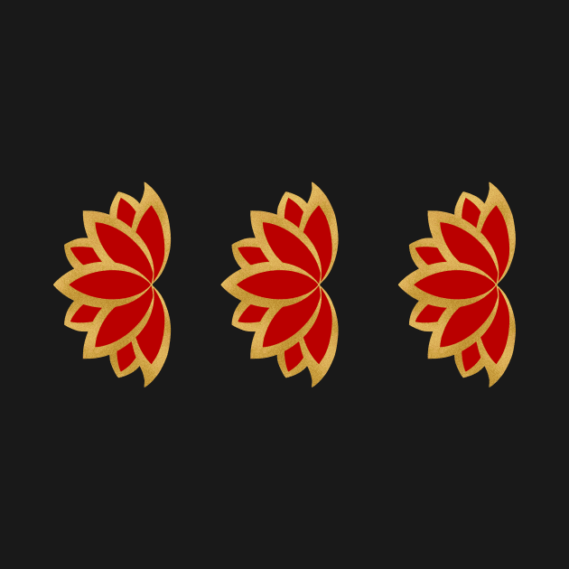 Red and gold lotus sticker pack by HariniArts