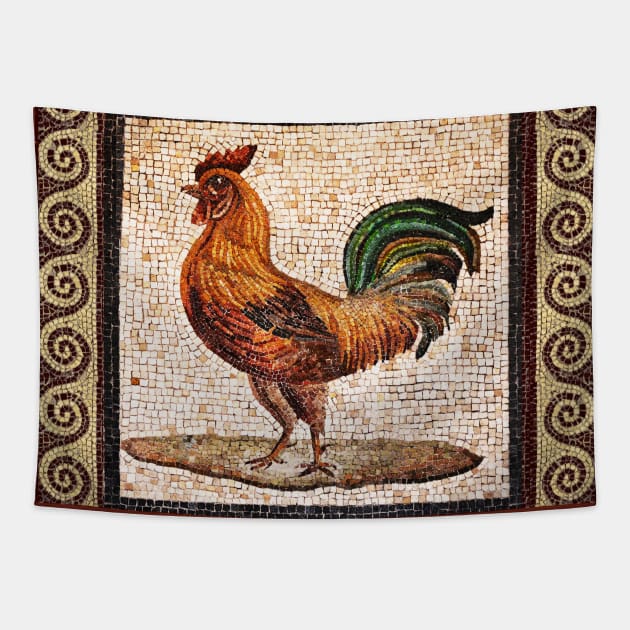 ANTIQUE ROMAN MOSAICS ,ROOSTER Tapestry by BulganLumini