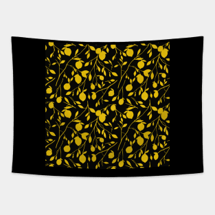 Yellow Lemons Botanical Pattern Fresh Citrus Tapestry