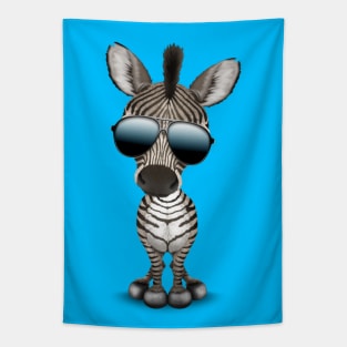 Cute Baby Zebra Wearing Sunglasses Tapestry