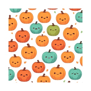 Adorable Pumpkin Pattern Hallloween Design T-Shirt