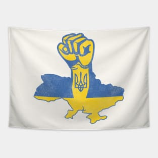 Ukraine Strong Distressed Raised Fist Tapestry