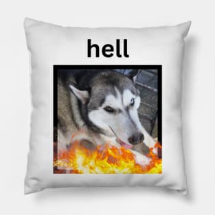 Husky Dog Looking Up Hell Fire Pillow