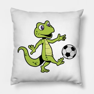 Comic gecko playing soccer Pillow