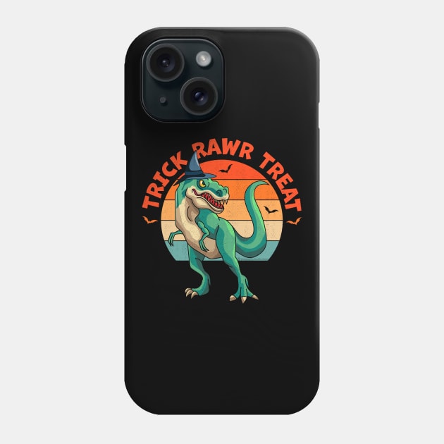 Trick Rawr Treat Witch Halloween Dinosaur Phone Case by OrangeMonkeyArt