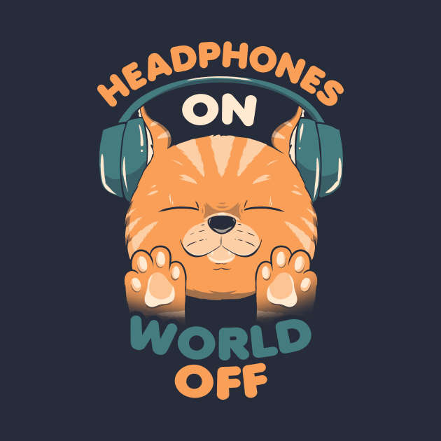 Music Cat Headphones On World Off by Tobe Fonseca by Tobe_Fonseca