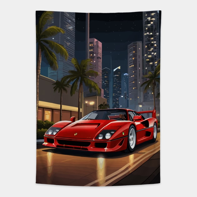 Italian F40 Classic Car Poster Tapestry by VENZ0LIC