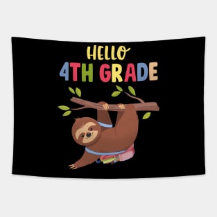 Funny Hello 4th Grade Gift Back To School Sloth Tapestry