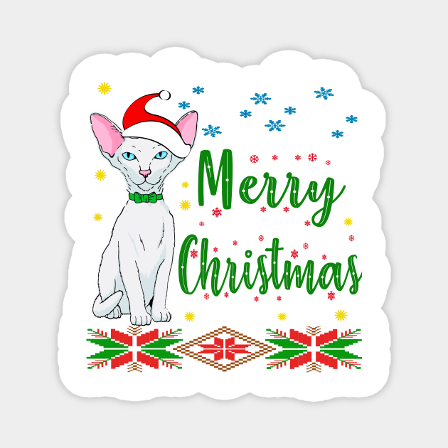 Merry Christmas. Hairless cat Desing. Holiday Gifts Magnet by albaley