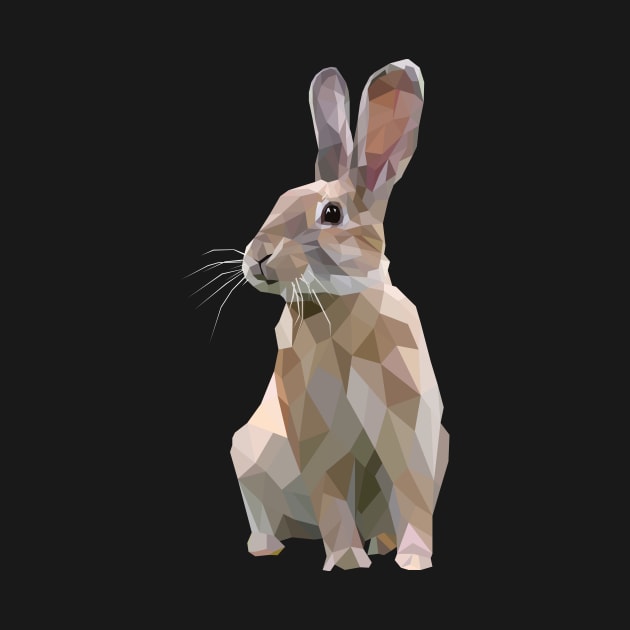 Brown Bunny. Rabbit. Geometric. Lowpoly. Illustration. Digial Art. by Houseofyhodie