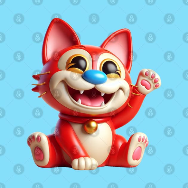 Stimpy Maneki Neko Lucky Cat by Tiger Mountain Design Co.