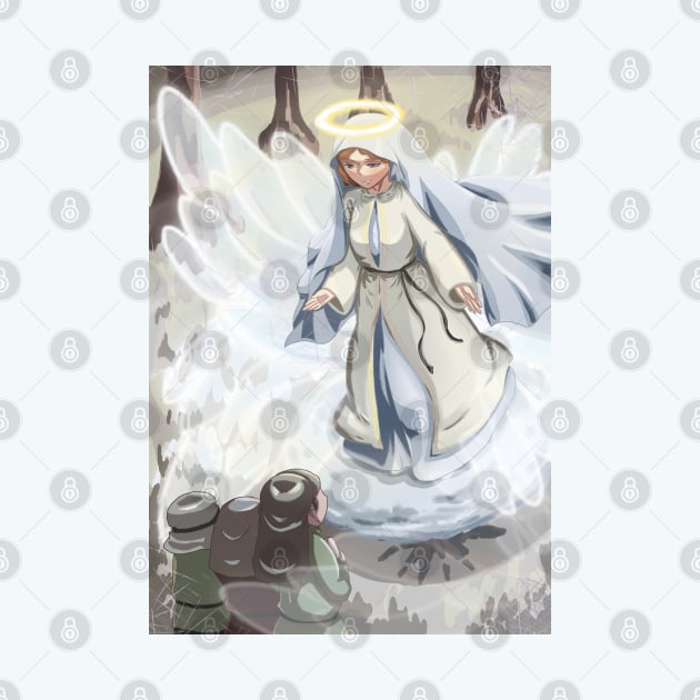 Our Lady of Fatima with the Three Children by Dearly Mu