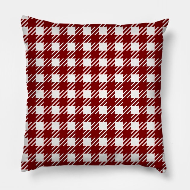Large Dark Christmas Candy Apple Red Gingham Plaid Check Pillow by podartist