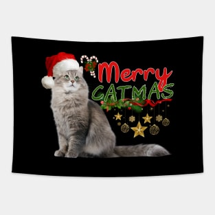 Funny Cat Lover Gift, Merry Catmas Christmas day 2021 Tapestry