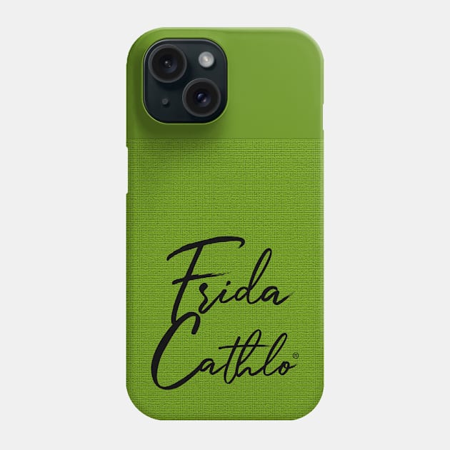 Green Text B back Cat Frida Cathlo version of - Frida Kahlo Phone Case by CatIsBlack