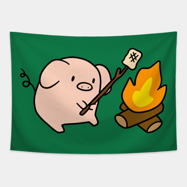 Campfire Pig Tapestry by saradaboru