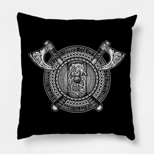 Fenrir Viking Shield (Grayscale) Pillow