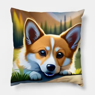 Corgi sun bathing Pillow