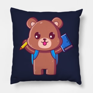 Cute brown bear go to school Pillow