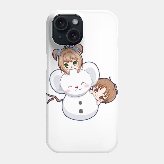 Chibi Sakura Syaoran Snowman Phone Case by LoShimizu