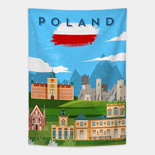 Poland.Retro travel poster Tapestry