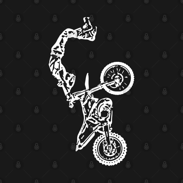 Motocross Jumping Freestyle White Sketch Art by DemangDesign