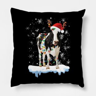 Mooey Christmas Heifers Santa Xmas Lights Cow Lovers Pillow