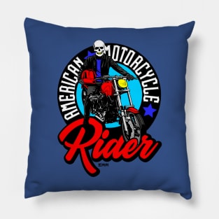 American motorcycle rider, skull motor rider, Pillow